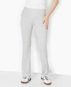 Pantalon flare en maille côtelée Femme - Couleur gris - Taille S - Pantalon Femme - PIMKIE