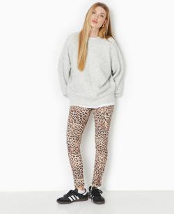 Legging en maille extensible motif léopard Femme - Couleur noir - Taille XS - Pantalon Femme - PIMKIE