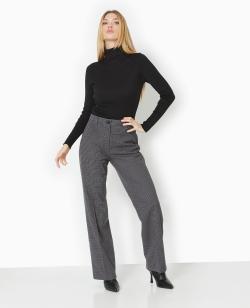 Pantalon droit city motif pied-de-poule Femme - Couleur gris - Taille 34 - Pantalon Femme - PIMKIE