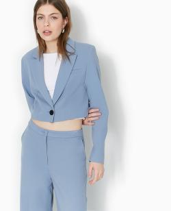 Veste blazer courte avec pinces Femme - Couleur bleu - Taille S - Veste et Blazer Femme - PIMKIE