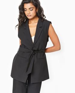 Veste blazer sans manches avec ceinture Femme - Couleur noir - Taille M - Veste et Blazer Femme - PIMKIE