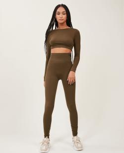 Legging en maille côtelée sans couture Femme - Couleur rose - Taille S - Sport Femme - PIMKIE