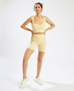 Cycliste en maille fantaisie Femme - Couleur jaune - Taille S - Short Femme - PIMKIE