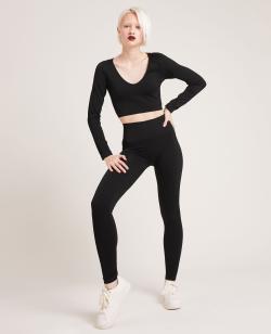 Legging sport côtelé Femme - Couleur noir - Taille M - Pantalon Femme - PIMKIE