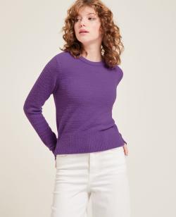 Pull col rond maille fluffy Femme - Couleur violet - Taille S - Pull et Gilet Femme - PIMKIE