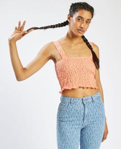 Top court à bretelles Femme - Couleur orange - Taille S - T-shirt et Top Femme - PIMKIE