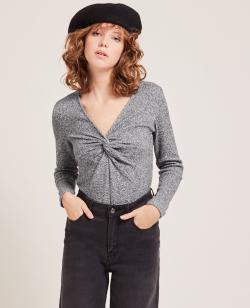 T-shirt manches longues toucher doux Femme - Couleur gris - Taille S - T-shirt et Top Femme - PIMKIE