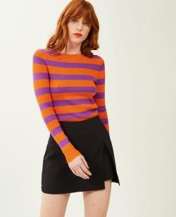 Pull moulant col rond Femme - Couleur orange - Taille XS - Pull et Gilet Femme - PIMKIE