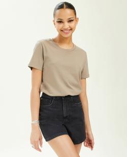 T-shirt basique col rond Femme - Couleur marron - Taille M - T-shirt et Top Femme - PIMKIE