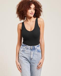 Débardeur court maille côtelée Femme - Couleur noir - Taille XS - T-shirt et Top Femme - PIMKIE