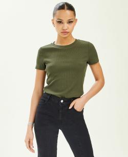 Top maille côtelée Femme - Couleur vert - Taille L - T-shirt et Top Femme - PIMKIE