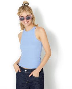 Débardeur maille côtelée Femme - Couleur bleu - Taille S - T-shirt et Top Femme - PIMKIE