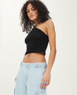 Top dos-nu en maille ajourée Femme - Couleur noir - Taille M - T-shirt et Top Femme - PIMKIE