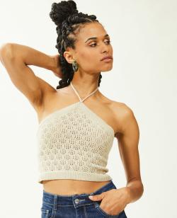 Top dos-nu en maille ajourée Femme - Couleur beige - Taille L - T-shirt et Top Femme - PIMKIE