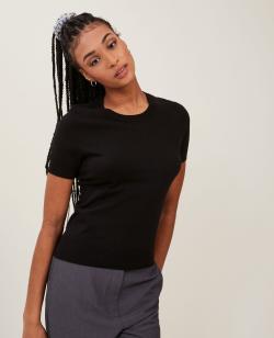 Pull manches courtes en maille fine Femme - Couleur noir - Taille XS - Pull et Gilet Femme - PIMKIE