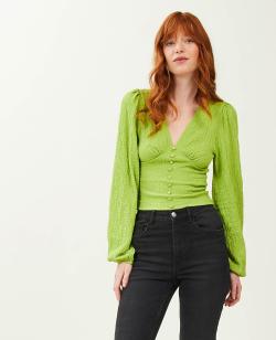 Top manches ballons Femme - Couleur vert - Taille S - T-shirt et Top Femme - PIMKIE