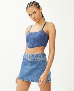 Brassière façon corset Femme - Couleur bleu - Taille S - T-shirt et Top Femme - PIMKIE
