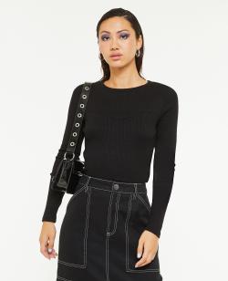 Top manches longues effet corset Femme - Couleur noir - Taille L - T-shirt et Top Femme - PIMKIE