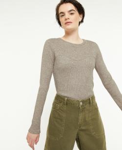 Top manches longues effet corset Femme - Couleur marron - Taille L - T-shirt et Top Femme - PIMKIE