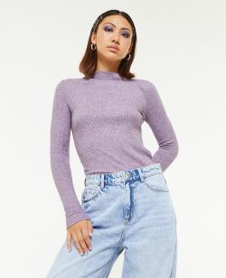 Pull fin en maille côtelée col cheminée Femme - Couleur violet - Taille XS - Pull et Gilet Femme - PIMKIE