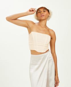 Corset bustier avec micro-mesh Femme - Couleur marron - Taille M - T-shirt et Top Femme - PIMKIE