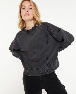 Sweat loose avec jeux de coutures Femme - Couleur gris - Taille L - Sweat Femme - PIMKIE