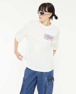 T-shirt oversize imprimé Femme - Couleur blanc - Taille S - T-shirt et Top Femme - PIMKIE