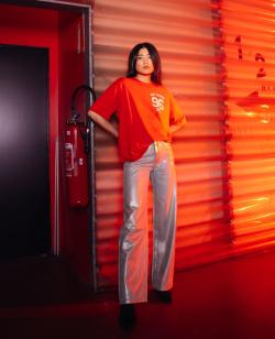 T-shirt oversize à inscription Femme - Couleur rouge - Taille M - T-shirt et Top Femme - PIMKIE