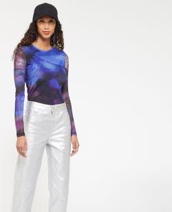 Top manches longues en tulle Femme - Couleur noir - Taille S - T-shirt et Top Femme - PIMKIE