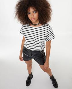 T-shirt ample rayé avec grandes emmanchures Femme - Couleur blanc - Taille M - T-shirt et Top Femme - PIMKIE