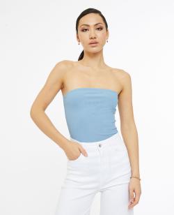 Top bustier en maille côtelée Femme - Couleur bleu - Taille XL - T-shirt et Top Femme - PIMKIE