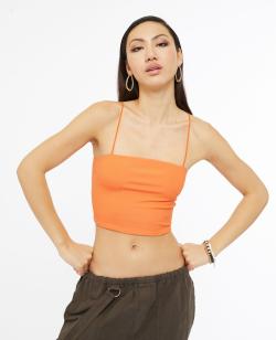 Brassière avec bretelles fines Femme - Couleur orange - Taille M - T-shirt et Top Femme - PIMKIE