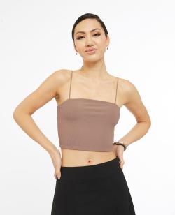 Brassière avec bretelles fines Femme - Couleur marron - Taille L - T-shirt et Top Femme - PIMKIE