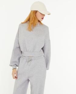 Sweat court avec col montant Femme - Couleur gris - Taille XS - Femme - PIMKIE