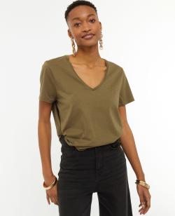 T-shirt oversize col V Femme - Couleur vert - Taille XL - T-shirt et Top Femme - PIMKIE