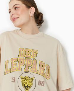 T-shirt oversize DEF LEPPARD Femme - Couleur marron - Taille L - Femme - PIMKIE