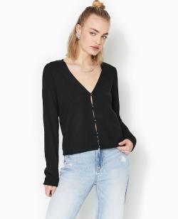 Gilet col V en maille fine Femme - Couleur noir - Taille M - Femme - PIMKIE