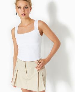 Débardeur avec larges bretelles encolure carrée Femme - Couleur blanc - Taille M - T-shirt et Top Femme - PIMKIE