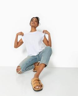 T-shirt oversize sans manches Femme - Couleur blanc - Taille XS - T-shirt et Top Femme - PIMKIE