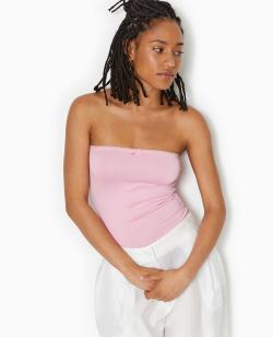 Top bustier avec petit nœud Femme - Couleur rose - Taille L - T-shirt et Top Femme - PIMKIE