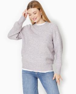 Pull oversize col rond manches raglans Femme - Couleur violet - Taille S - Pull et Gilet Femme - PIMKIE