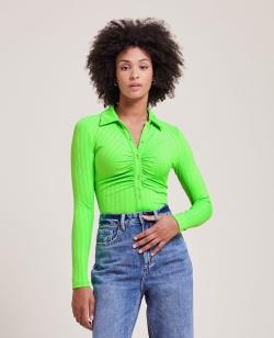 Chemisier en maille rayée Femme - Couleur vert - Taille S - Blouse et Chemise Femme - PIMKIE