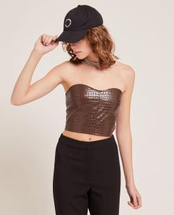 Bandeau effet croco Femme - Couleur marron - Taille 36 - Blouse et Chemise Femme - PIMKIE