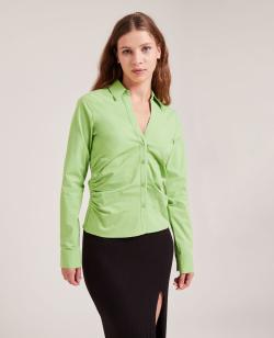 Chemise cintrée col V Femme - Couleur vert - Taille 38 - Blouse et Chemise Femme - PIMKIE