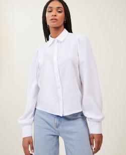 Chemisier tissu gaufré Femme - Couleur blanc - Taille M - Blouse et Chemise Femme - PIMKIE