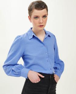 Chemisier tissu gaufré Femme - Couleur bleu - Taille M - Blouse et Chemise Femme - PIMKIE