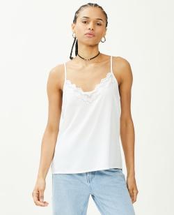 Top dentelle fines bretelles Femme - Couleur blanc - Taille 38 - Blouse et Chemise Femme - PIMKIE
