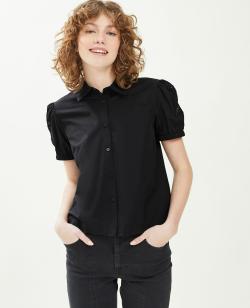 Chemise courte avec dentelle Femme - Couleur noir - Taille 38 - Blouse et Chemise Femme - PIMKIE