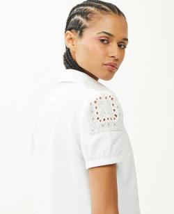 Chemise courte avec dentelle Femme - Couleur blanc - Taille 36 - Blouse et Chemise Femme - PIMKIE