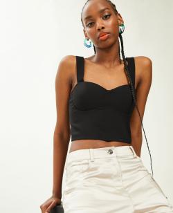 Top brassière larges bretelles Femme - Couleur noir - Taille 32 - T-shirt et Top Femme - PIMKIE